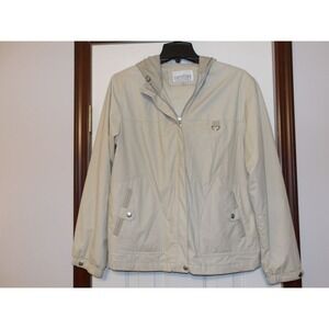 Carolina Lightweight Hooded Windbreaker Jacket‎ Casual Zip-Up Beige